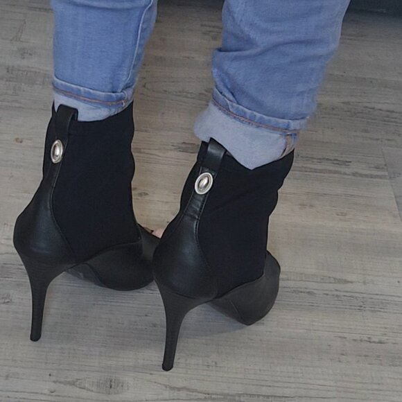 Black Scuba Open Toe Heel Size 8 - Picture 3 of 7